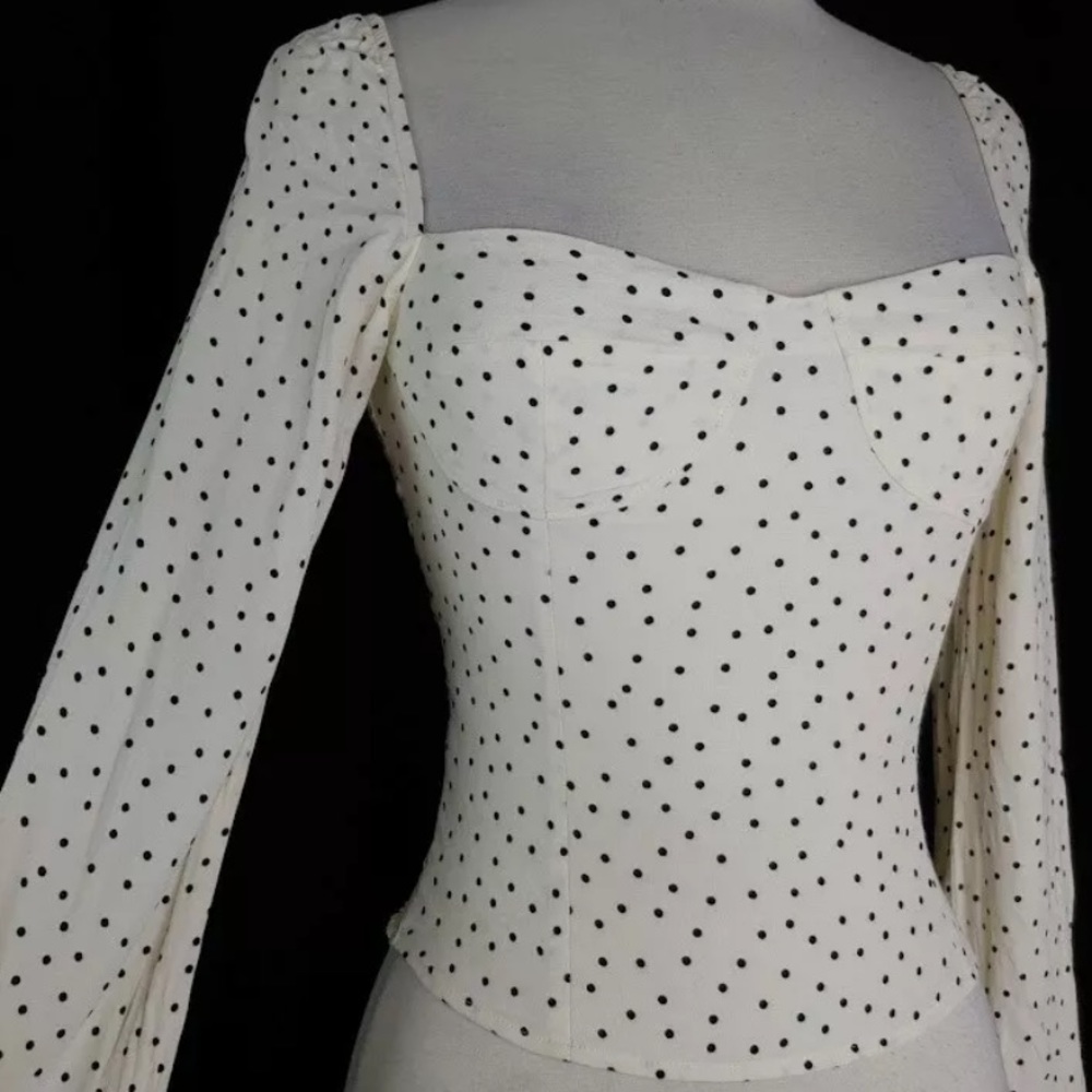 Reformation White Polka Dot Blouse